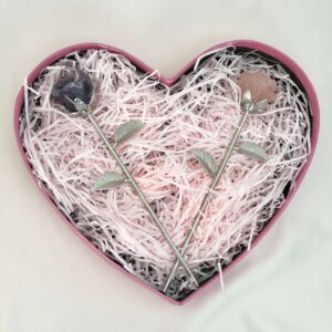 Hjerteformet lyserød gaveæske krystal sten med gaveide