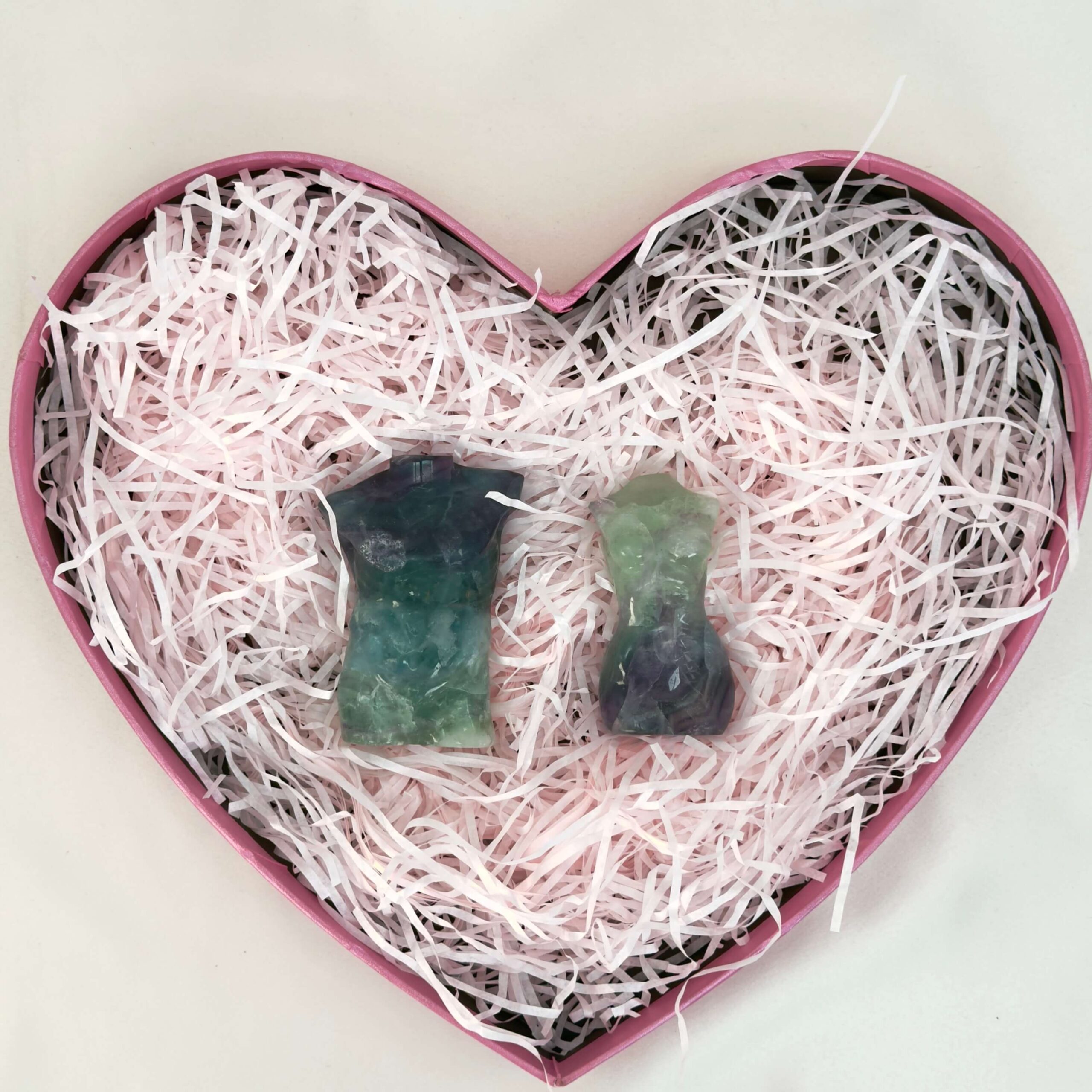 Hjerteformet lyserød gaveæske krystal sten med gaveide