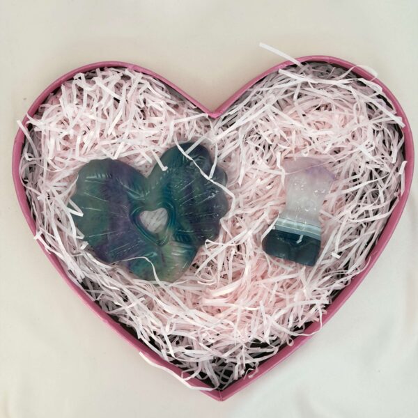 Hjerteformet lyserød gaveæske krystal sten med gaveide