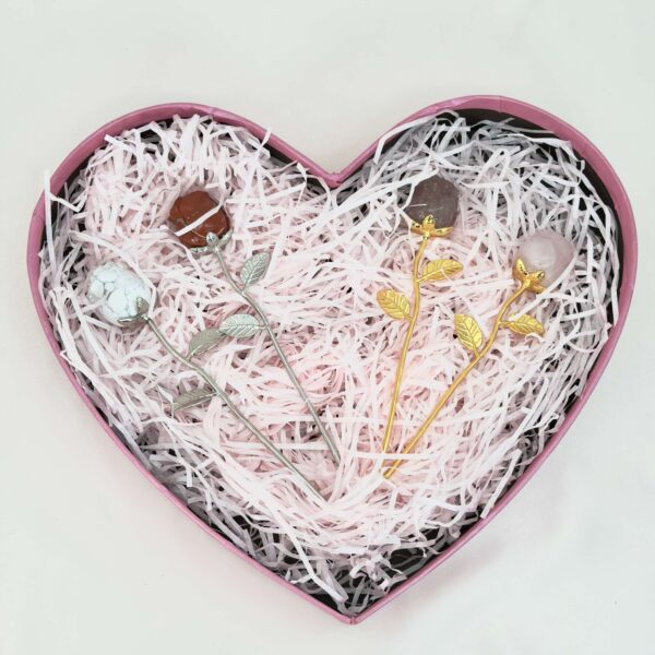 Hjerteformet lyserød gaveæske krystal sten med gaveide
