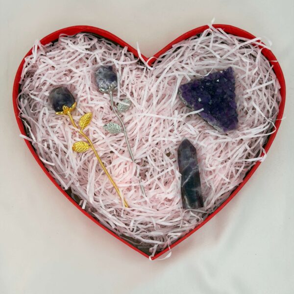 Hjerteformet rød gaveæske krystal sten med gaveide