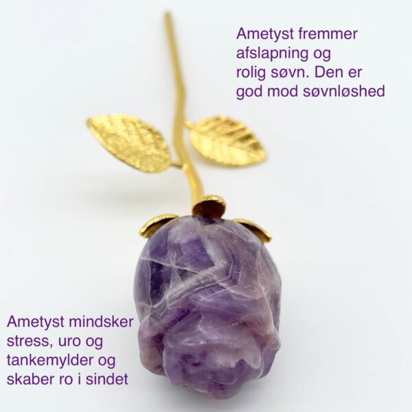 Ametyst rose med guld stilk