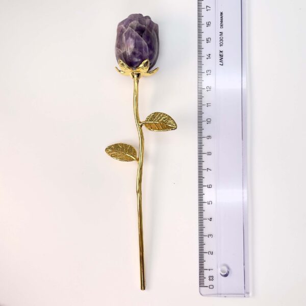 Mål på Ametyst rose med guld stilk