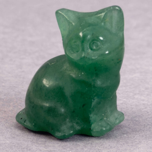 krystal kat 3 cm siddende grøn aventurin
