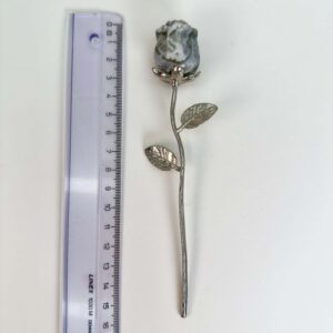 Agat Mos Rose med sølvfarvet stilk krystal sten med lineal
