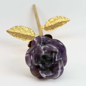 Ametyst Rose med Guldfarvet stilk krystal sten