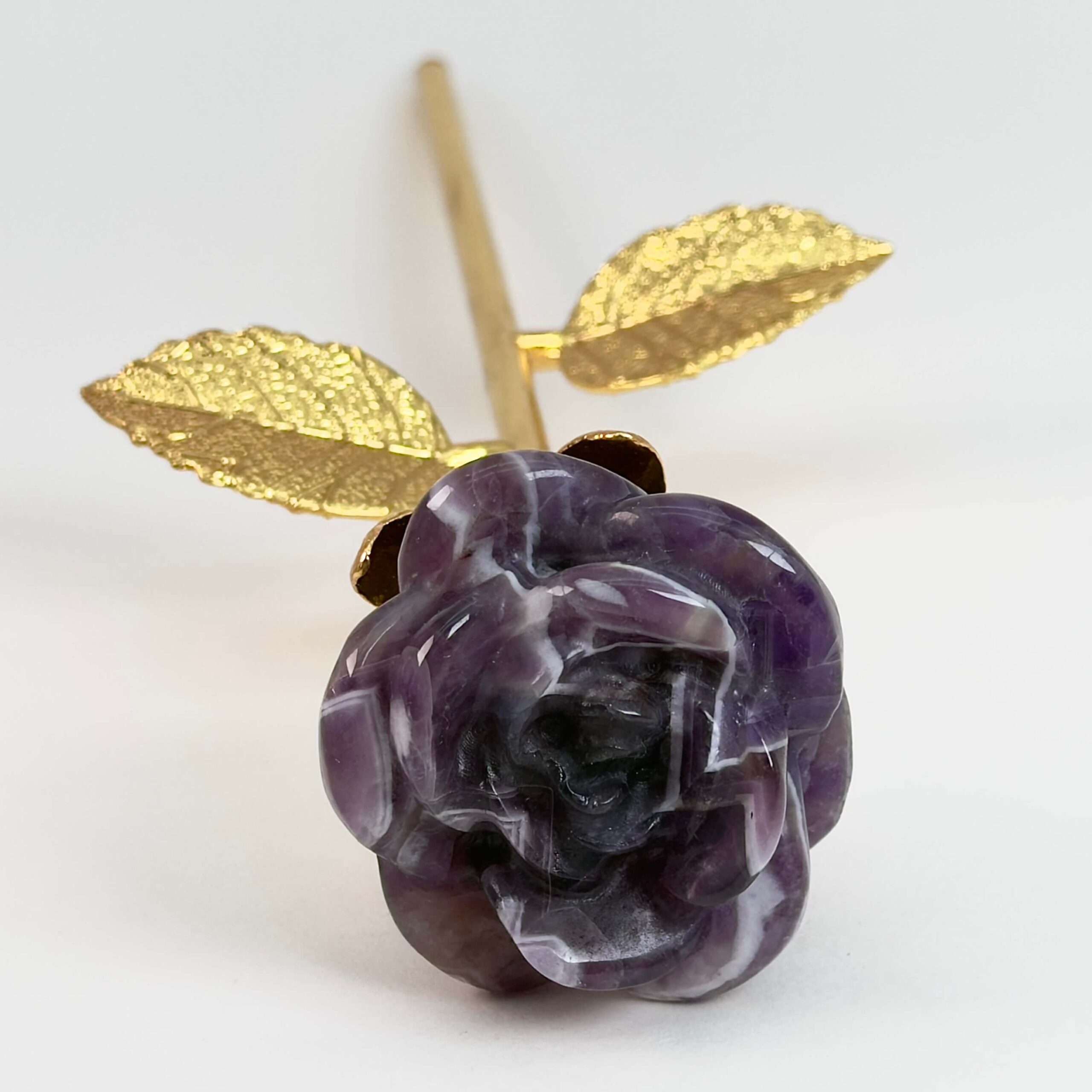 Ametyst Rose med Guldfarvet stilk krystal sten