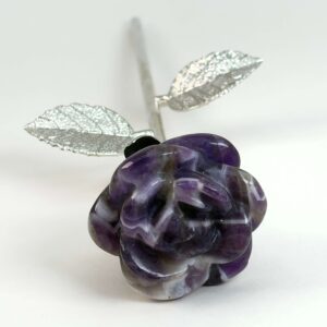 Ametyst Rose med sølvfarvet stilk krystal sten