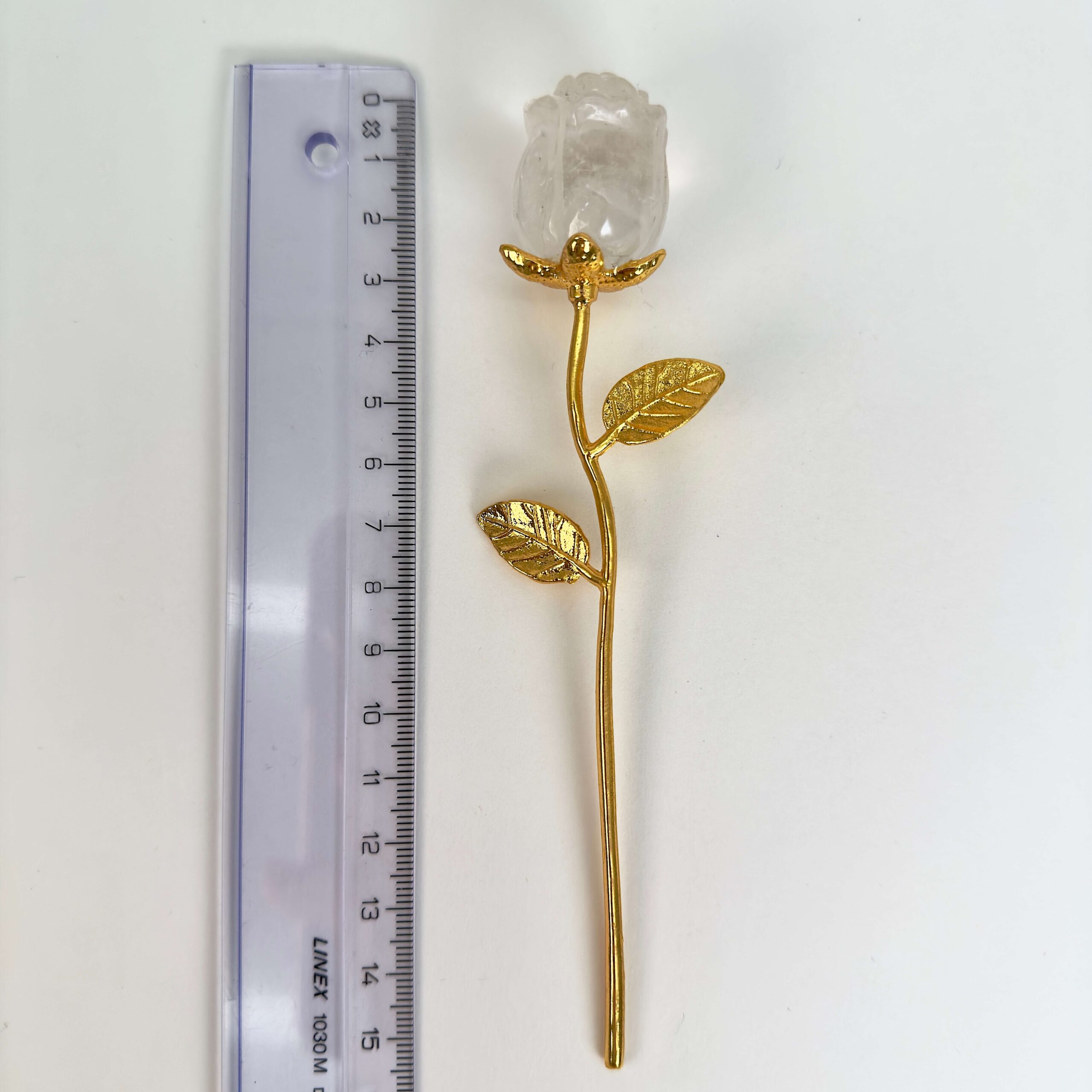 Sodalit Rose med guldfarvet stilk krystal sten med lineal