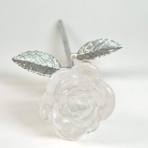 Stor bjergkrystal Rose med sølvfarvet stilk krystal sten