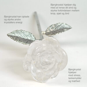 Stor bjergkrystal Rose med sølvfarvet stilk krystal sten med tags