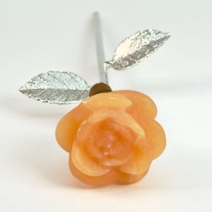 gul calsit Rose med sølvfarvet stilk krystal sten