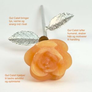 Stor gul calsit Rose med sølvfarvet stilk krystal sten med tags