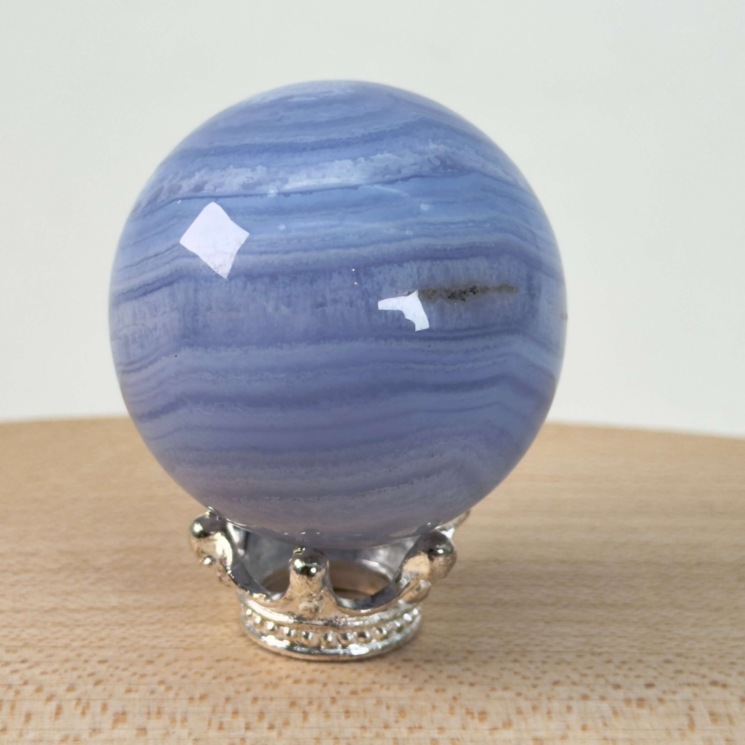 Holder til krystal kugle lille krone sølv med kugle