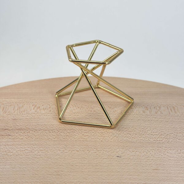 Holder til krystal kugle metal dobbelt stander guld