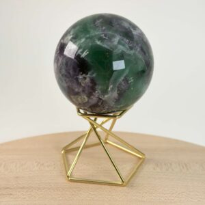 Holder til krystal kugle metal dobbelt stander guld med kugle lille ende