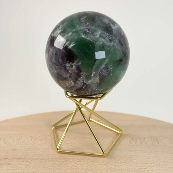 Holder til krystal kugle metal dobbelt stander guld med kugle lille ende