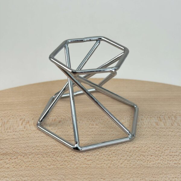 Holder til krystal kugle metal dobbelt stander sølv