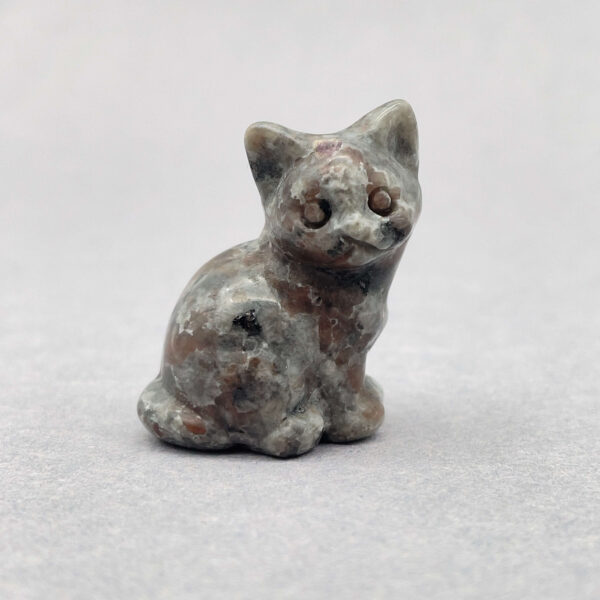 Krystal sten kat 3 cm yooperlite på grå baggrund