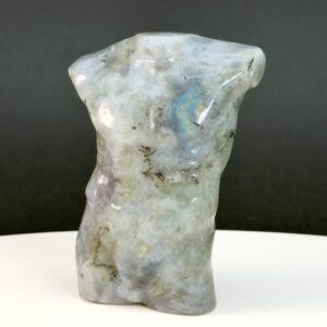 Labradorit Mandekrop krystal sten på hvid og sort baggrund