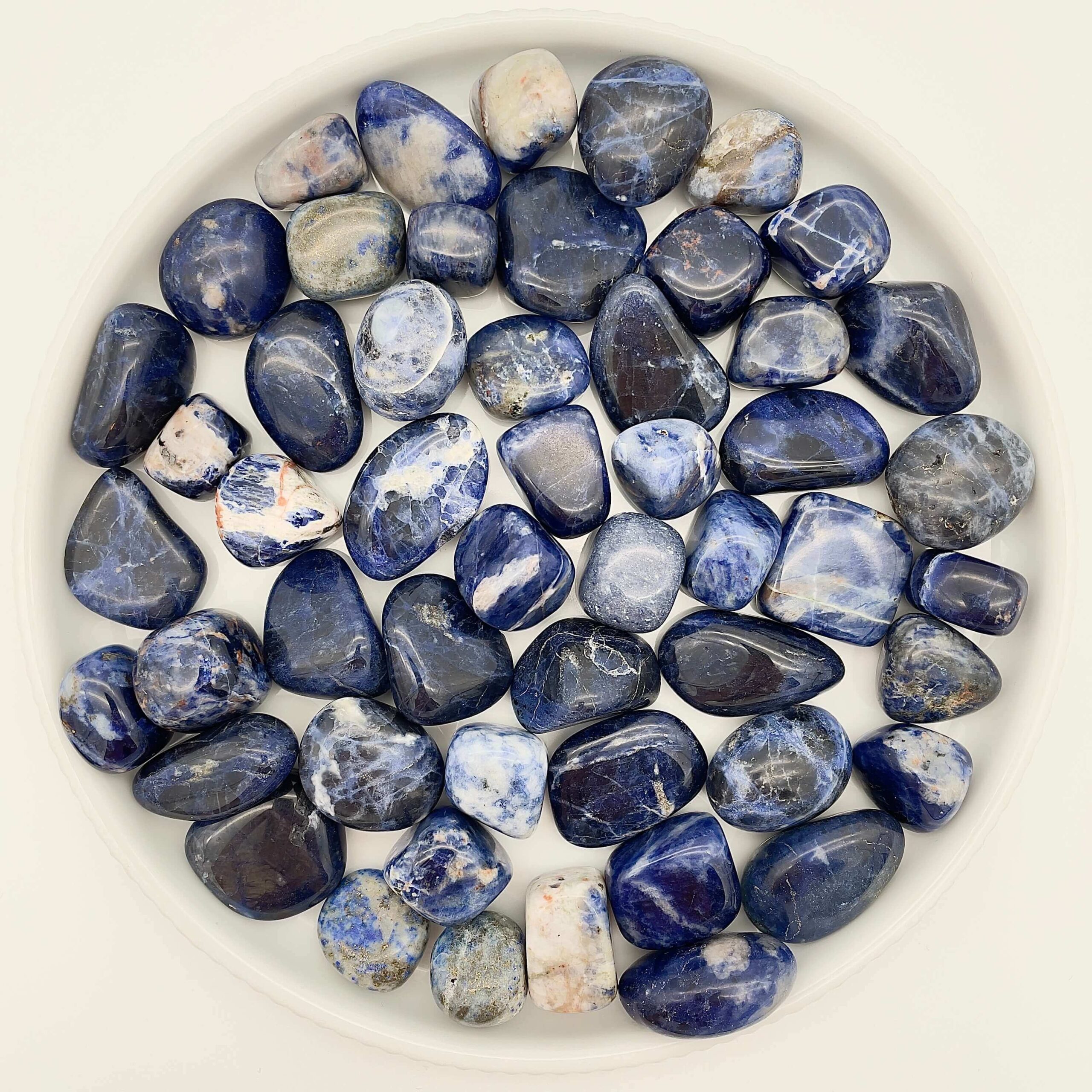 Sodalit Lommesten Krystal Sten Samling i fad