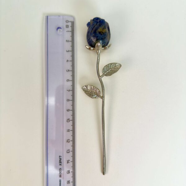 Sodalit Rose med sølvfarvet stilk krystal sten med lineal