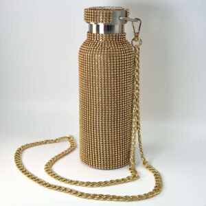 Termodrikkedunk Guld med kæde på hvid baggrund