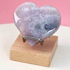 Agat Blomst Hjerte Krystal Sten i holder på rosa baggrund