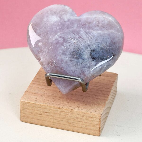 Agat Blomst Hjerte Krystal Sten i holder på rosa baggrund