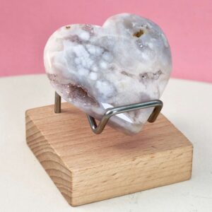 Agat Blomst Hjerte Krystal Sten i holder på rosa baggrund