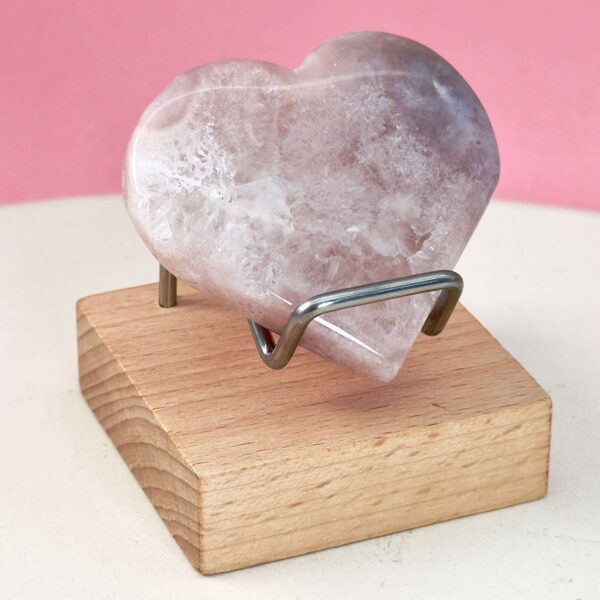 Agat Blomst Hjerte Krystal Sten i holder på rosa baggrund