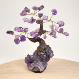 Ametyst Træ Krystal Sten på hvid baggrund