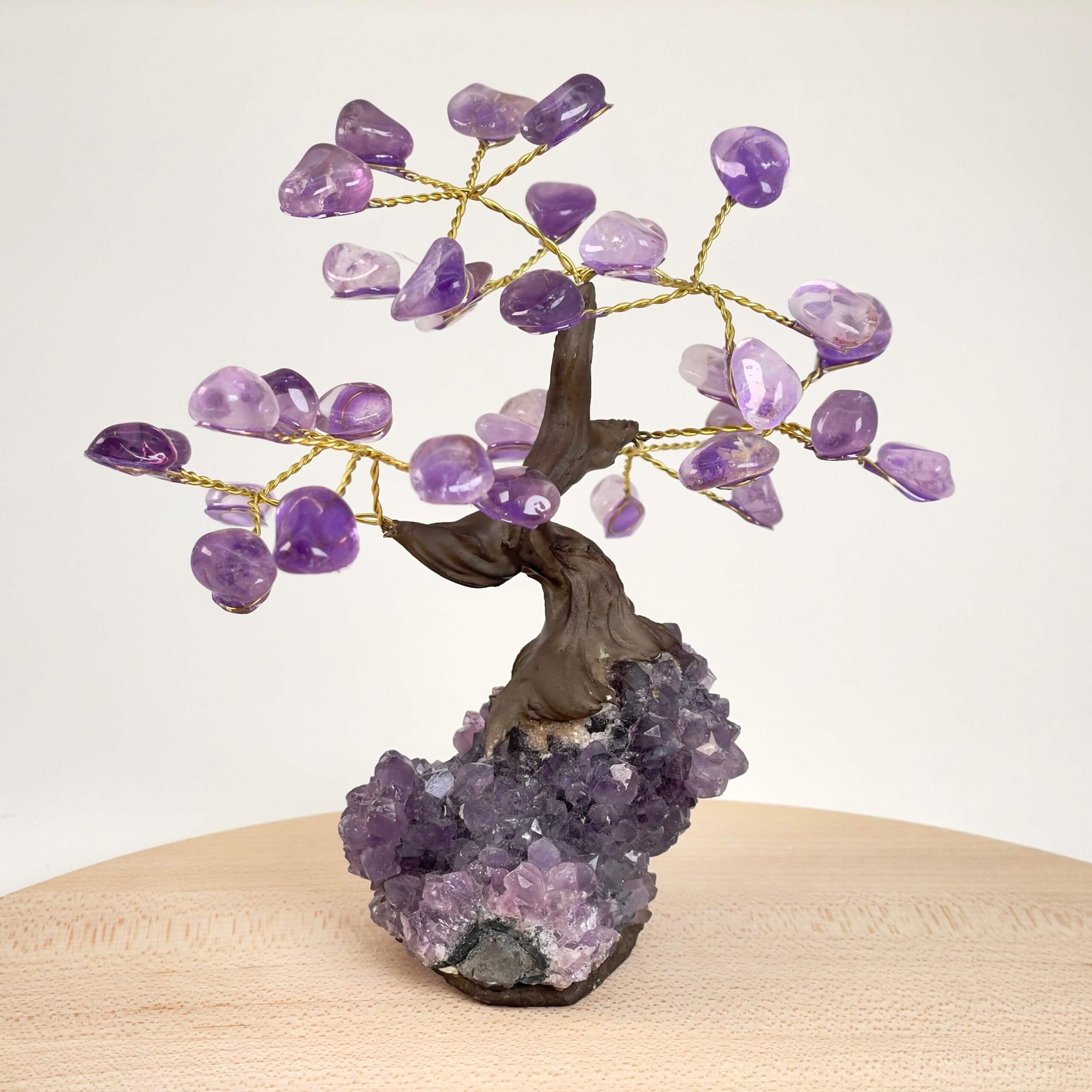 Ametyst Træ Krystal Sten på hvid baggrund