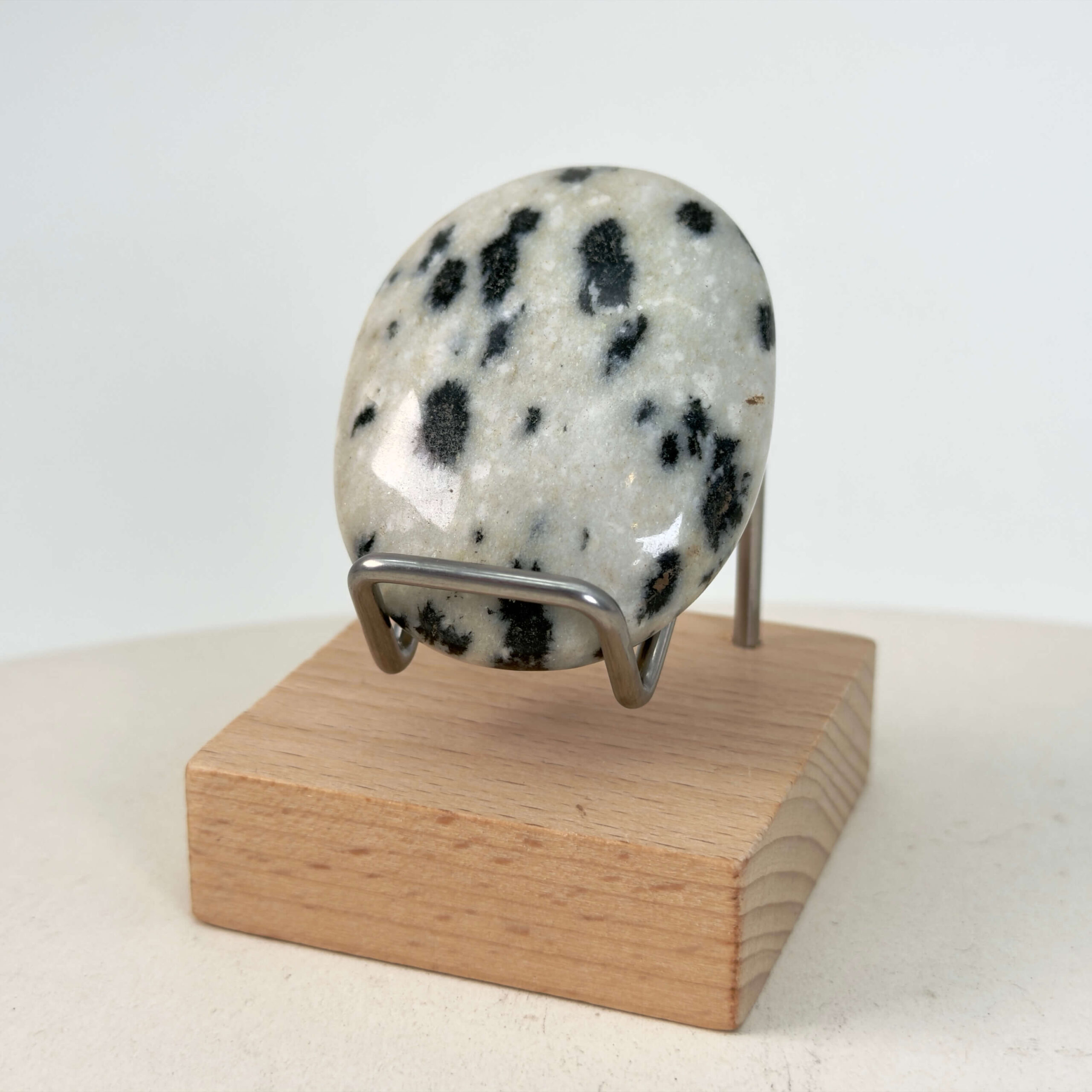 Dalmatiner Jaspis Håndsten Krystal Sten på hvid baggrund