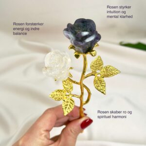 Ametyst og bjergkrystal dobbelt rose styrker intuition og spirituel klarhed, forstærker energien omkring dig og skaber indre balance og harmoni.