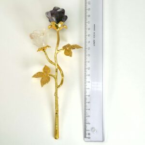 Ametyst og bjergkrystal dobbelt rose styrker intuition og spirituel klarhed, forstærker energien omkring dig og skaber indre balance og harmoni.