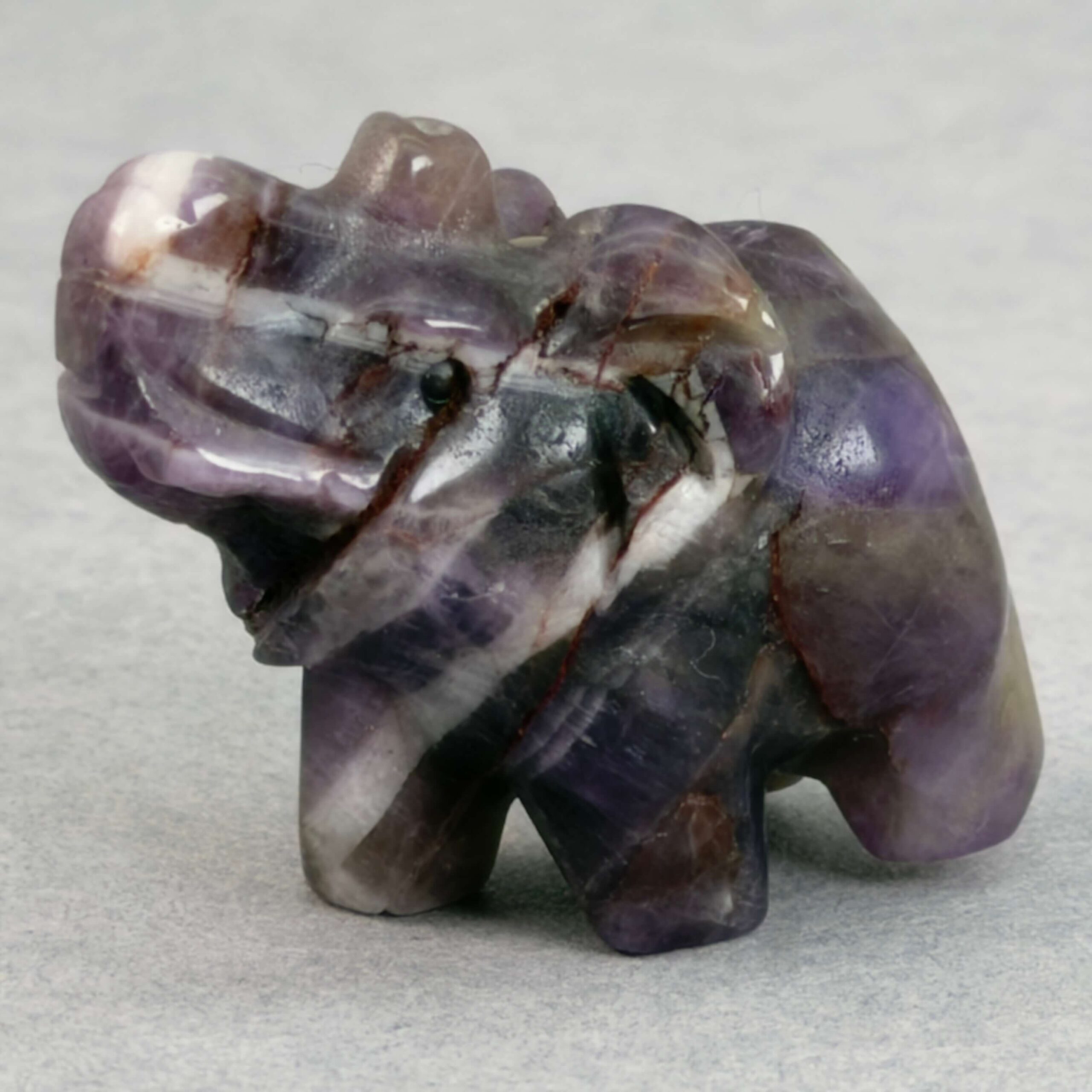 Krystal elefant 3 cm sten ametyst