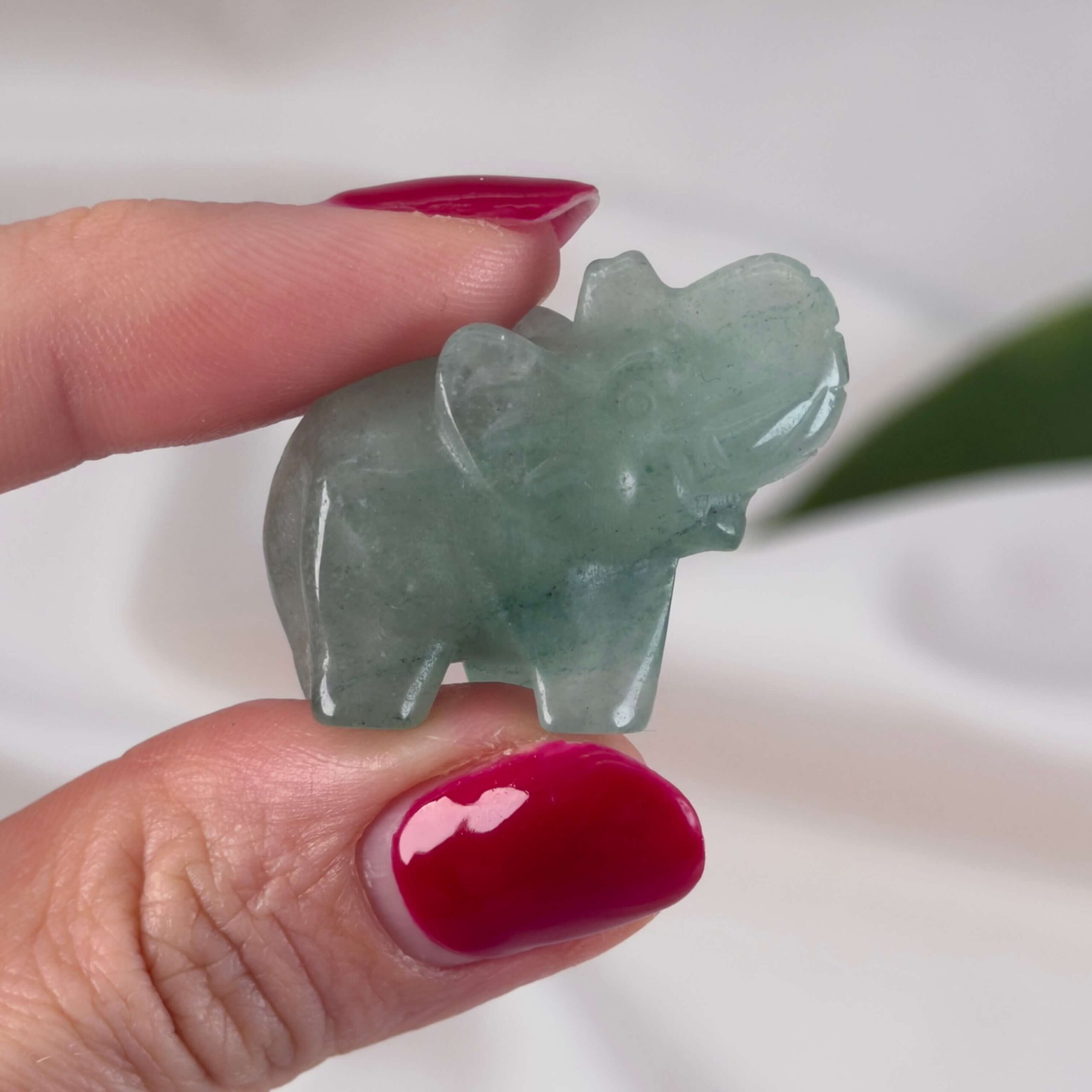 Krystal elefant 3 cm sten grøn grøn aventurin thumbnail