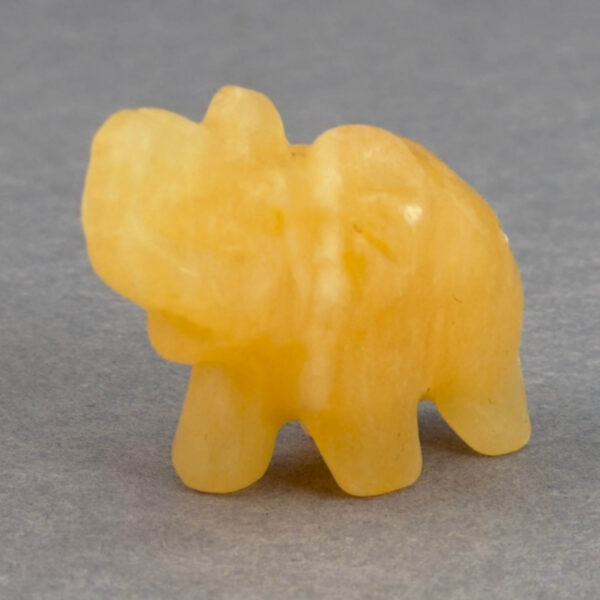 Krystal elefant 3 cm sten gul calsit
