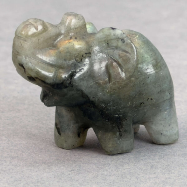 Krystal elefant 3 cm sten labradorit