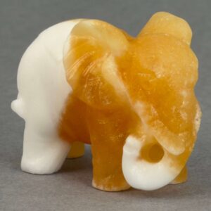 Krystal elefant 5 cm sten gul calsit