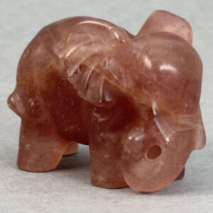 Krystal elefant 5 cm sten jordbærkvarts