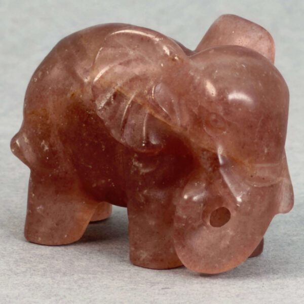 Krystal elefant 5 cm sten jordbærkvarts