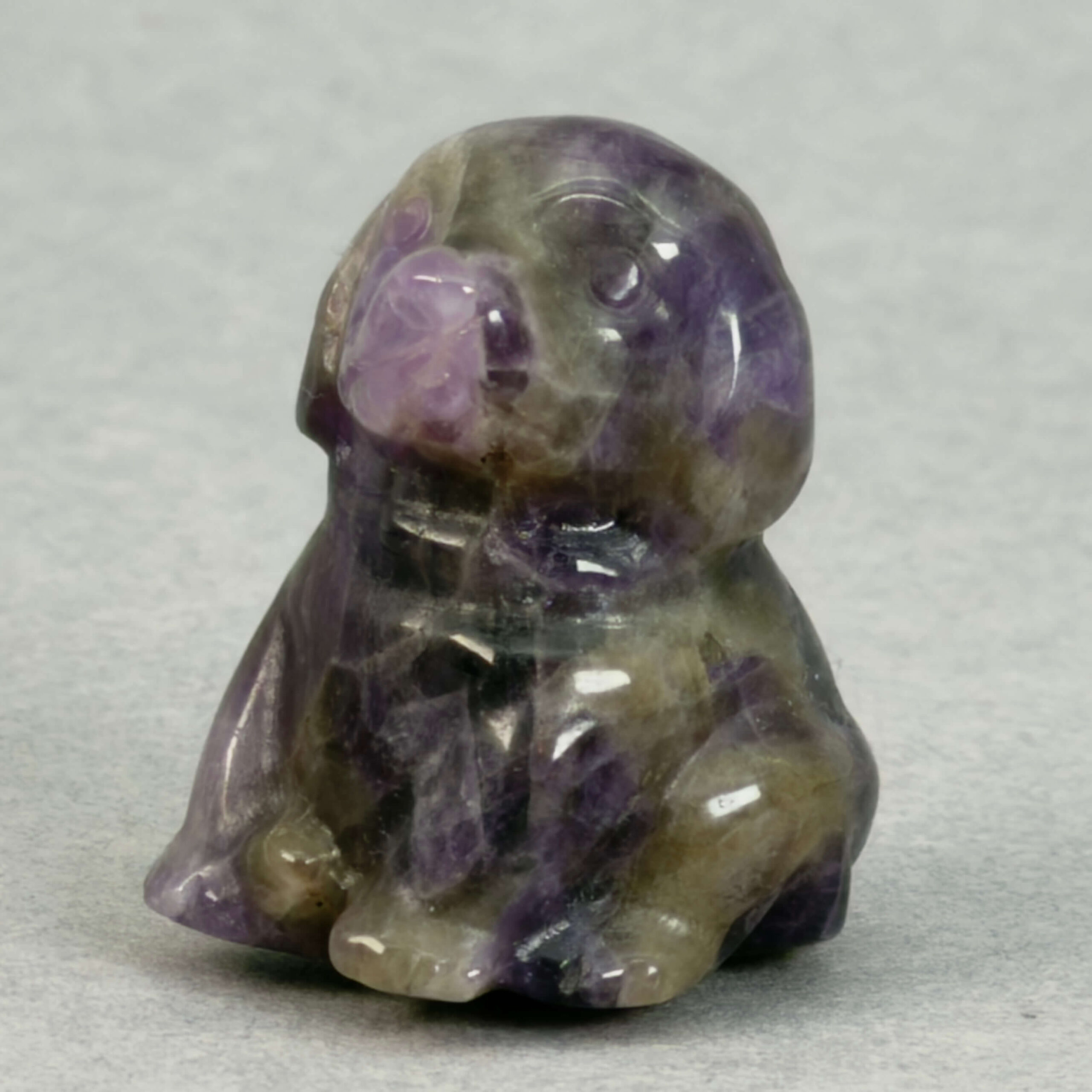 Krystal hund 3 cm sten ametyst
