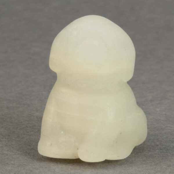 Krystal hund 3 cm sten hvid calsit