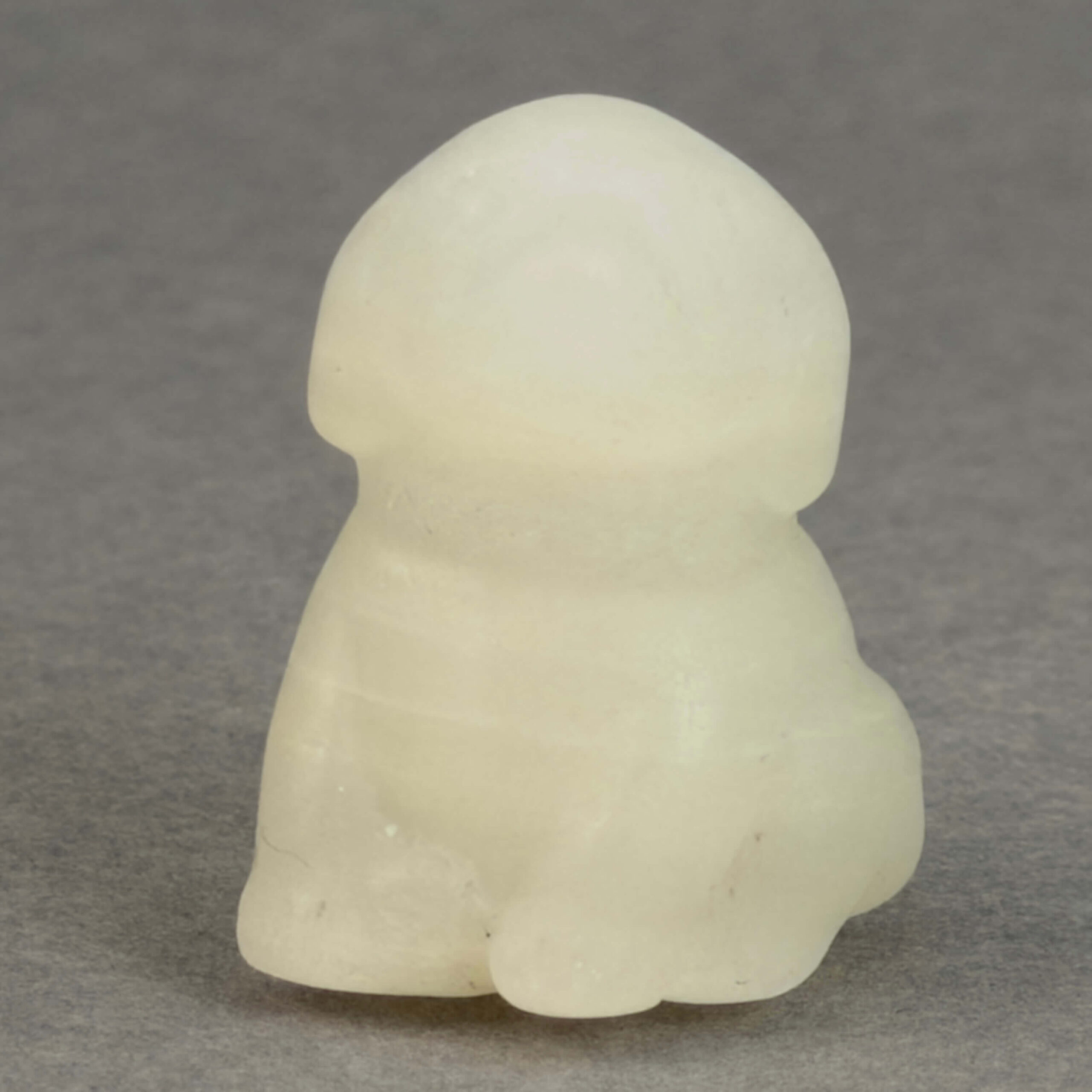 Krystal hund 3 cm sten hvid calsit