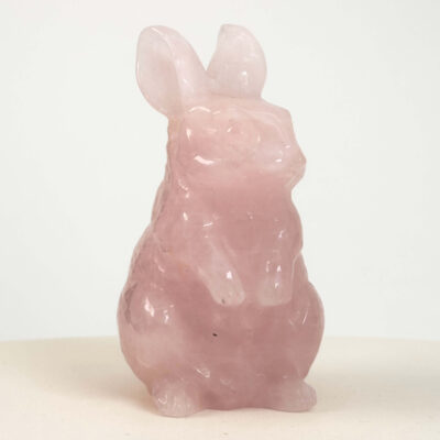 Rosakvarts Kanin krystal sten på hvid baggrund