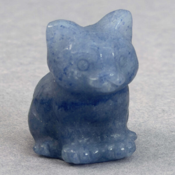 krystal kat siddende 3 cm sten blå aventurin