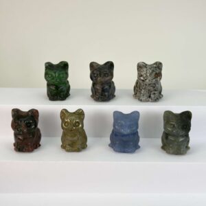 krystal kat siddende 3 cm sten oversigtsbillede