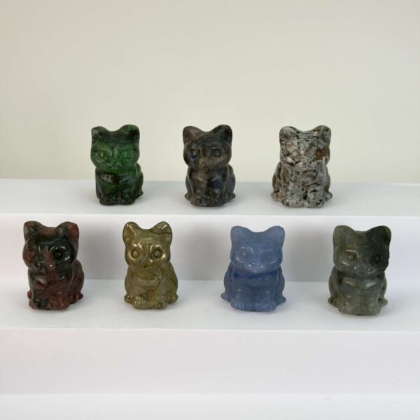 krystal kat siddende 3 cm sten oversigtsbillede